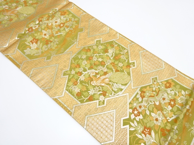 JAPANESE KIMONO / VINTAGE FUKURO OBI / WOVEN CLASSICAL PATTERN